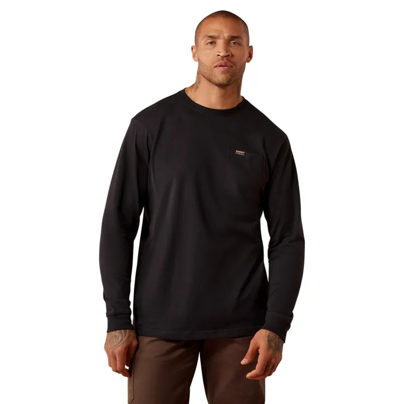 Ariat Rebar Cotton Strong Eagle Skull Men's Long Sleeve Tee - Black-1