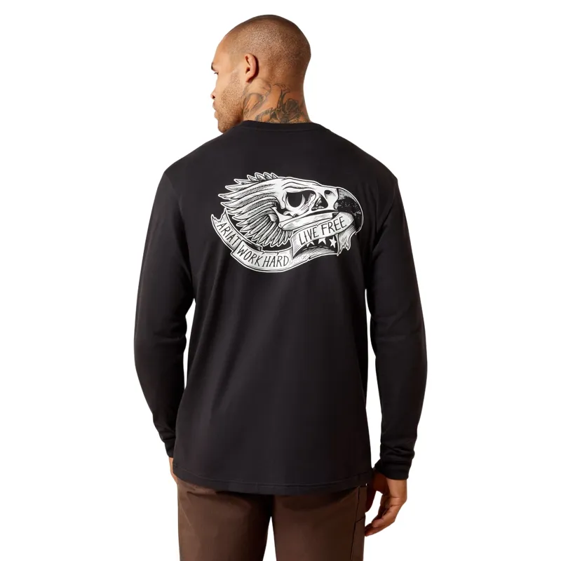 Ariat Rebar Cotton Strong Eagle Skull Men's Long Sleeve Tee - Black