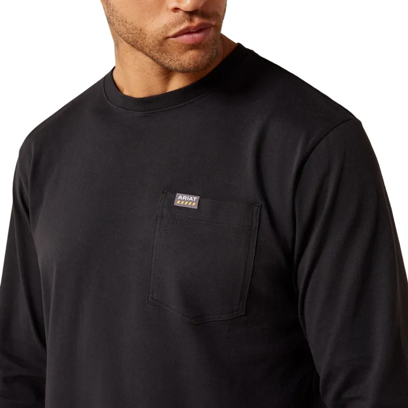 Ariat Rebar Cotton Strong Eagle Skull Men's Long Sleeve Tee - Black-4