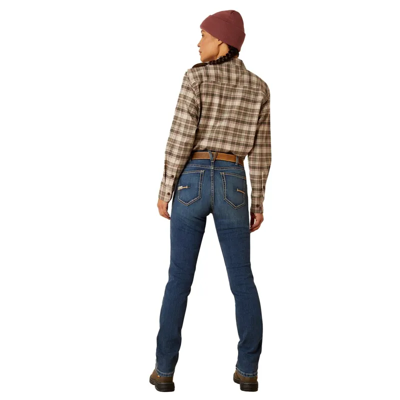 Ariat Riveter Rebar High Rise Women's Straight Leg Jeans - Blue-2