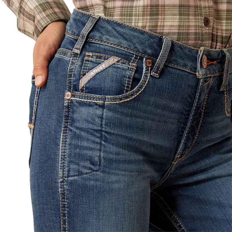 Ariat Riveter Rebar High Rise Women's Straight Leg Jeans - Blue-3