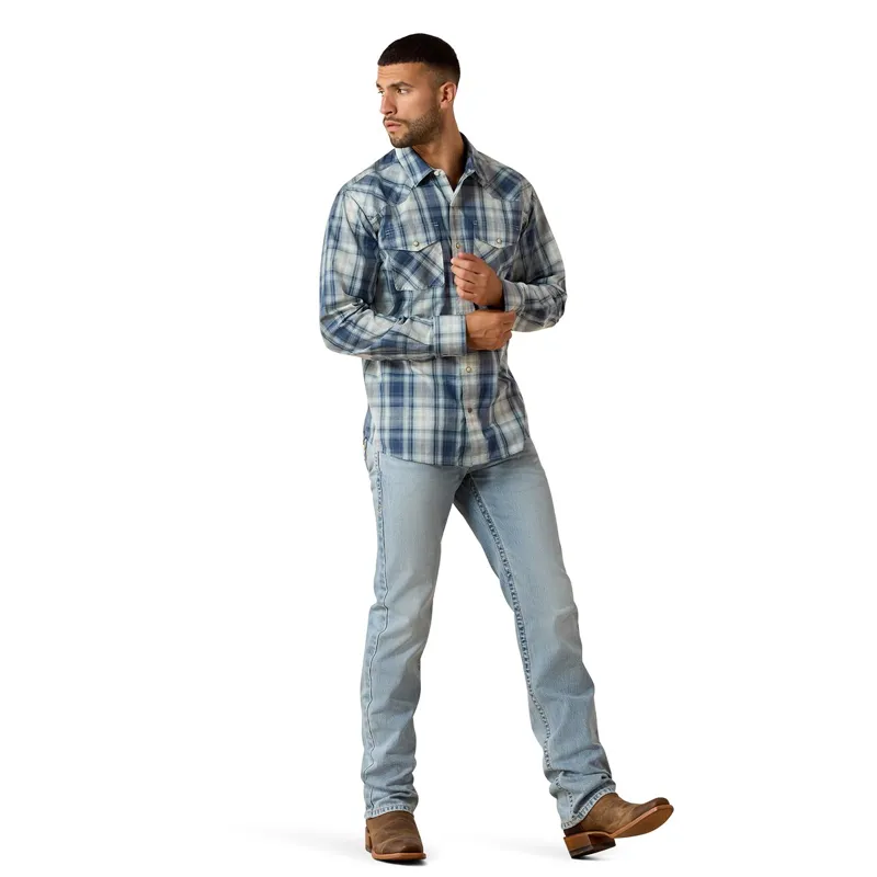 Ariat Men's Retro Long Sleeve Shirt - Heathcliff/Blue-3