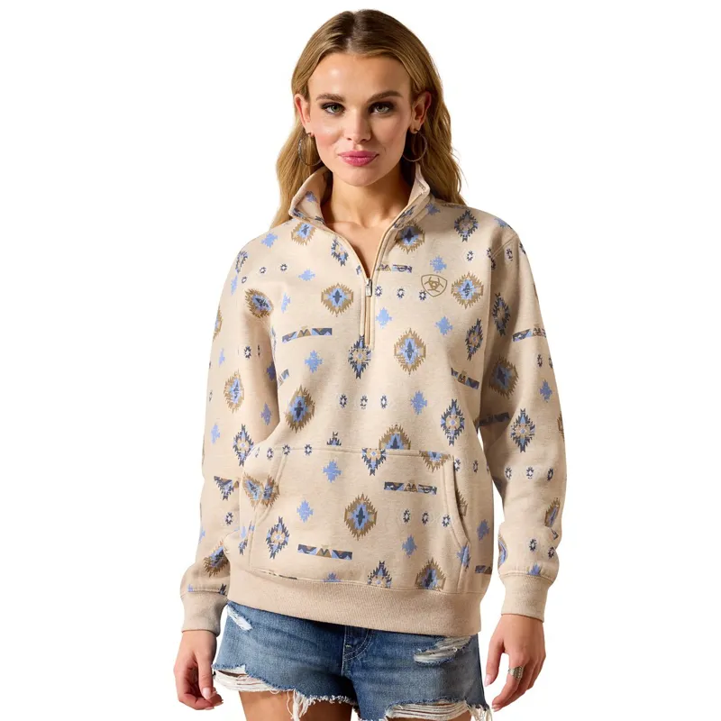 Ariat Sapphire Women's 1/2 Zip Sweatshirt - Oatmeal Heather
