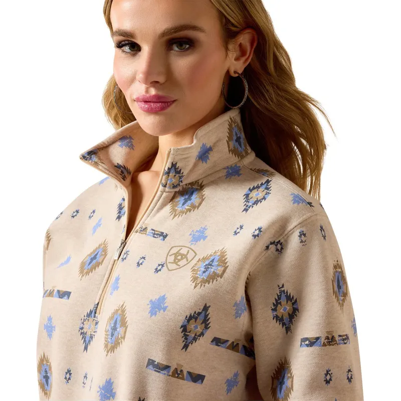 Ariat Sapphire Women's 1/2 Zip Sweatshirt - Oatmeal Heather-2
