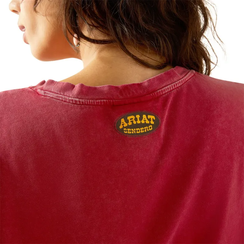 Ariat Sendero Slow Horses Women's Boxy Cropped Tee - Biking Red-3