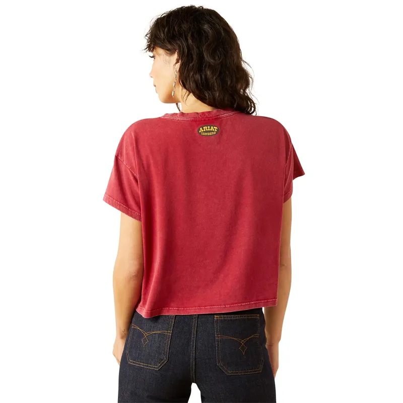 Ariat Sendero Slow Horses Women's Boxy Cropped Tee - Biking Red-1