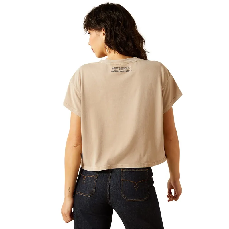 Ariat Sendero Wild West Women's Boxy Cropped Tee - Savannah Tan-1
