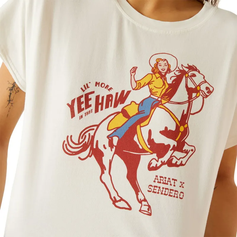 Ariat Sendero Yeehaw Women's Boxy Cropped Tee - White-2