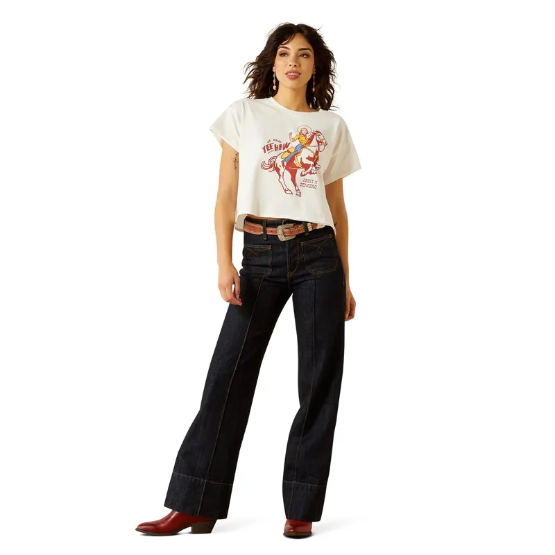 Ariat Sendero Yeehaw Women's Boxy Cropped Tee - White-4