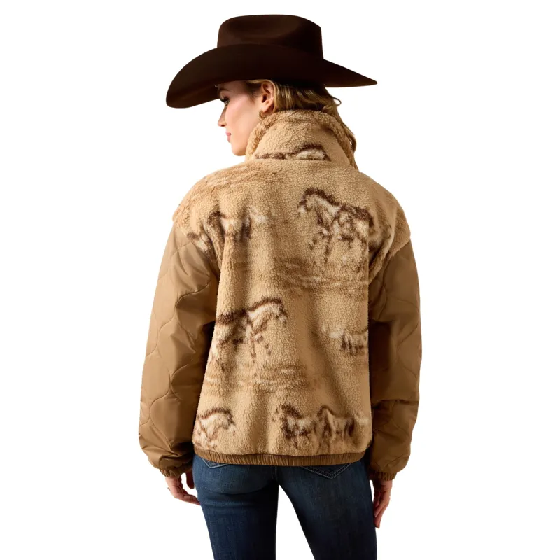Ariat Sherpa Blocked Women's Jacket - Wild Horses Print/Tigers Eye-1
