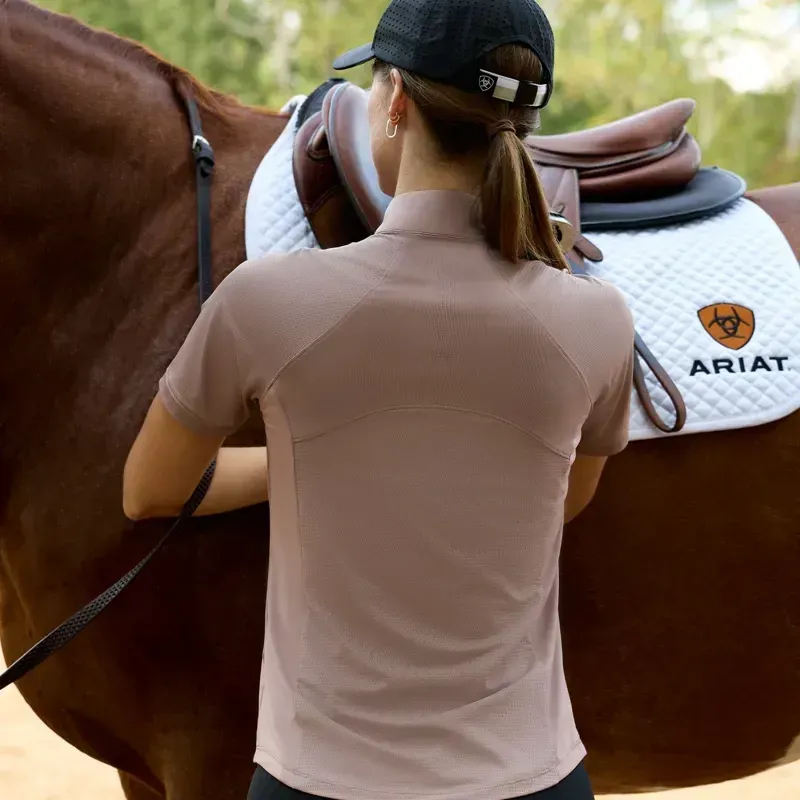 Ariat Soquel Womens Short Sleeve 1/4 Zip Base Layer - Antler-9