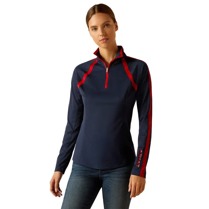 Ariat Sunstopper 3.0 Women's Base Layer Top - Navy/Red