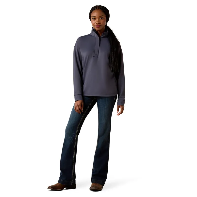 Ariat Breeze Logo 1/2 Zip Women's Sweatshirt - Ombra Blue-4