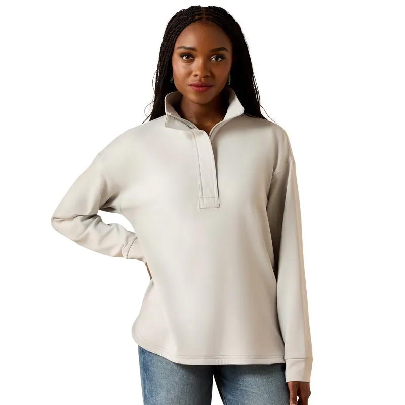 Ariat Breeze Logo 1/4 Zip Women's Sweatshirt - Quiet Grey