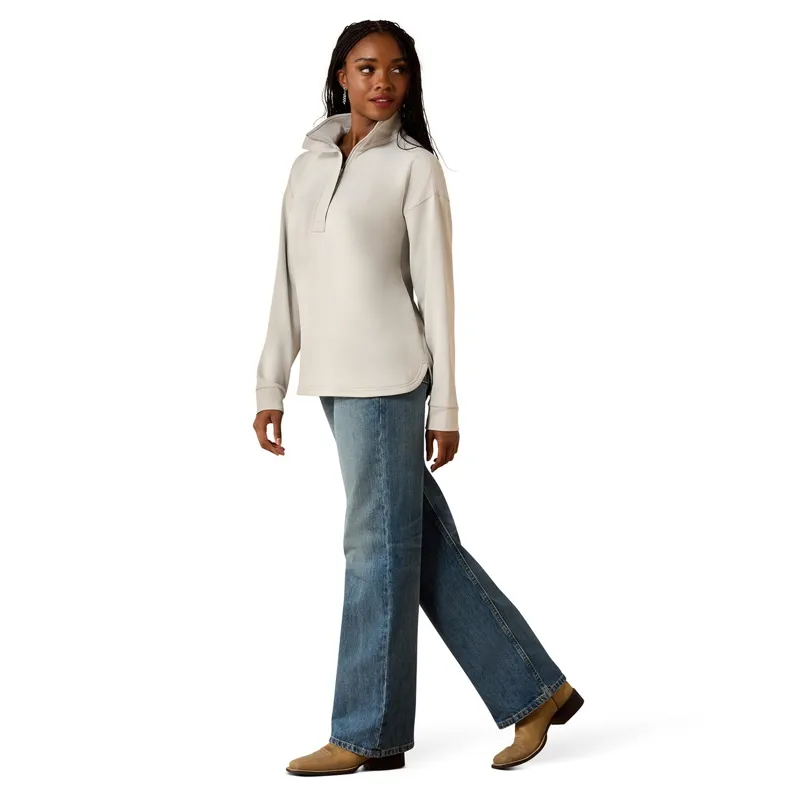 Ariat Breeze Logo 1/4 Zip Women's Sweatshirt - Quiet Grey-3