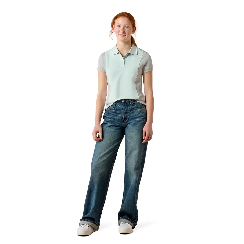 Ariat Youth Taryn Junior Polo Shirt - Starlight Blue/Gray-2