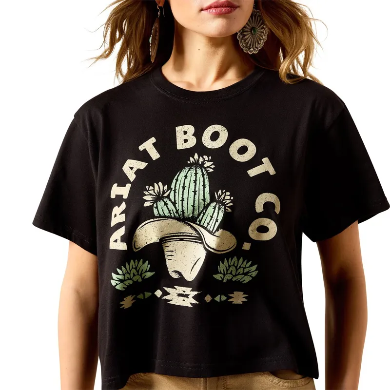 Ariat Cacti Cowboy Hat Women's T-Shirt - Black-2