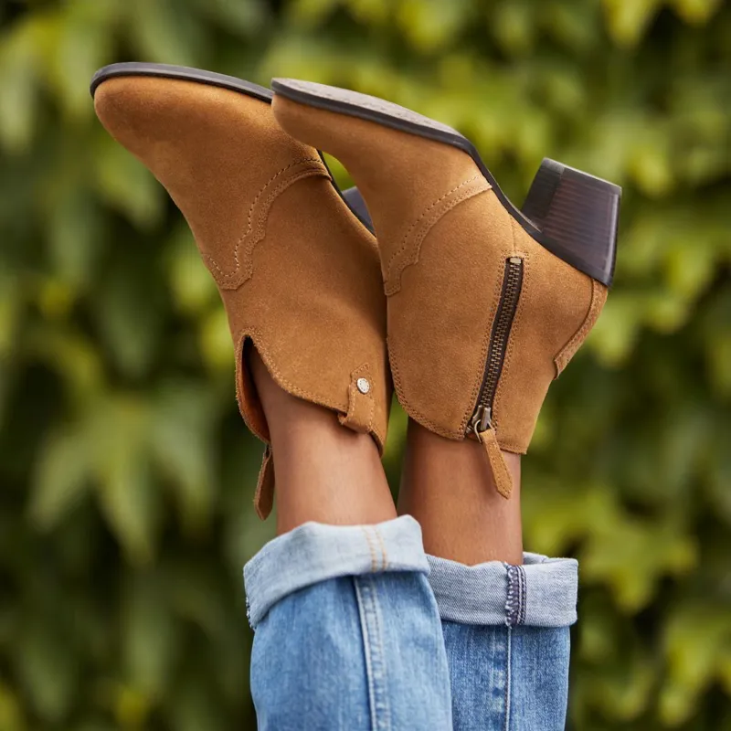 Ariat Tilbury Ladies Short Western Boots - Carmel Suede-1