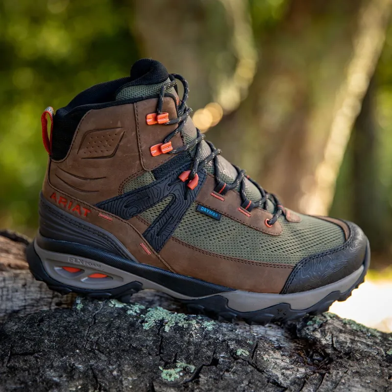 Ariat Traverse Mid-Height Men's Waterproof Hiking Boots - Brown Bark/Evergreen-8
