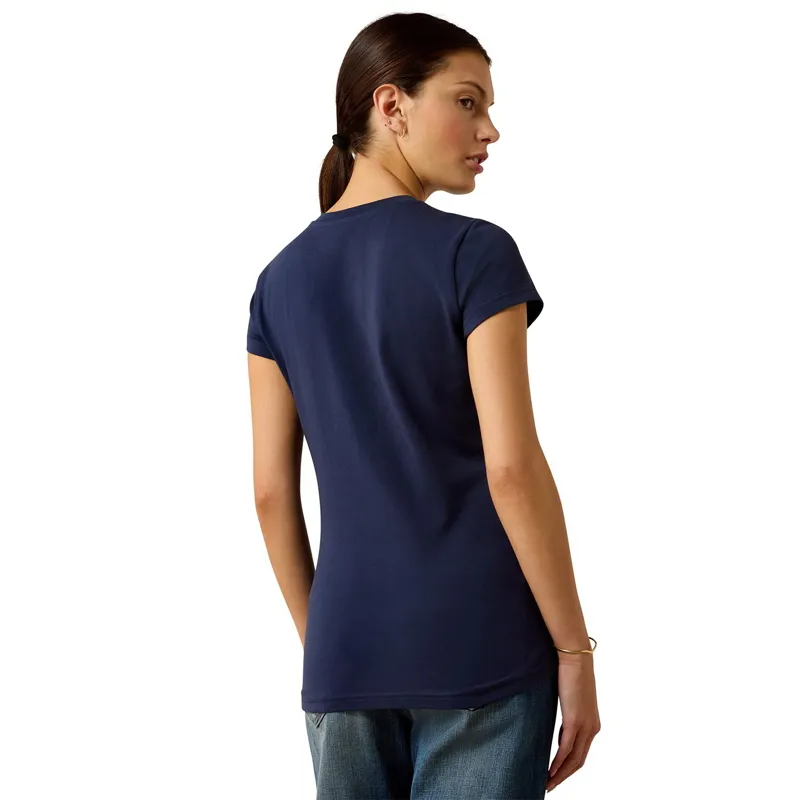 Ariat Vertical Logo Women's Tee - Team Navy/Red-1