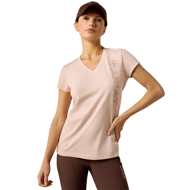 Ariat Vertical Logo Womens Tee - Sepia Rose-2