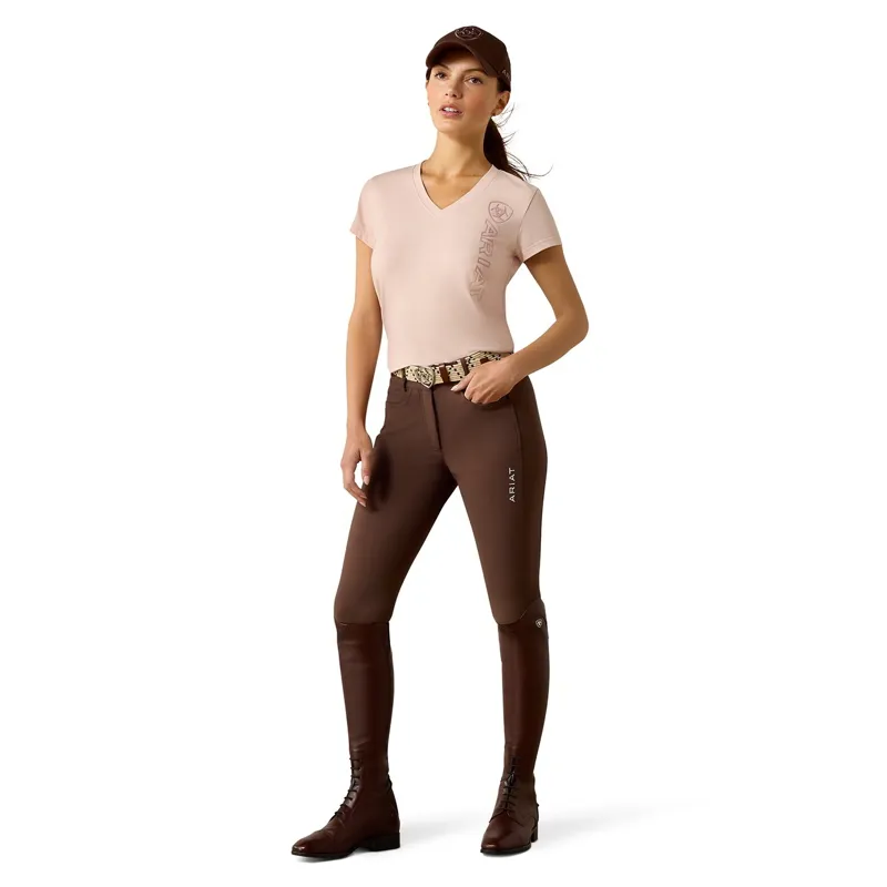 Ariat Vertical Logo Womens Tee - Sepia Rose-5