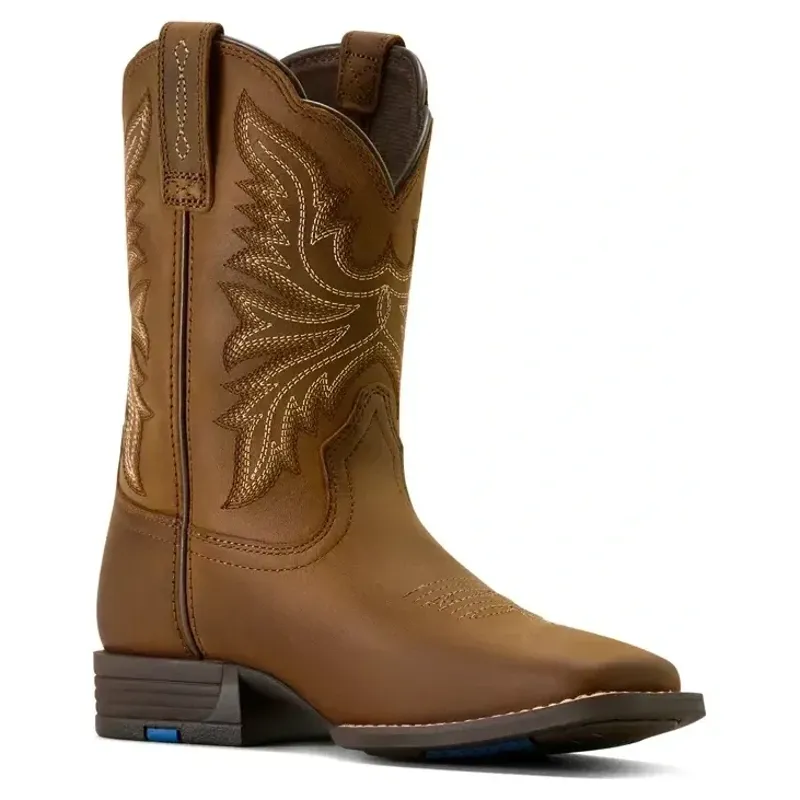 Ariat Westwood Wide Square Toe Kids Western Boots - Distressed Brown-2