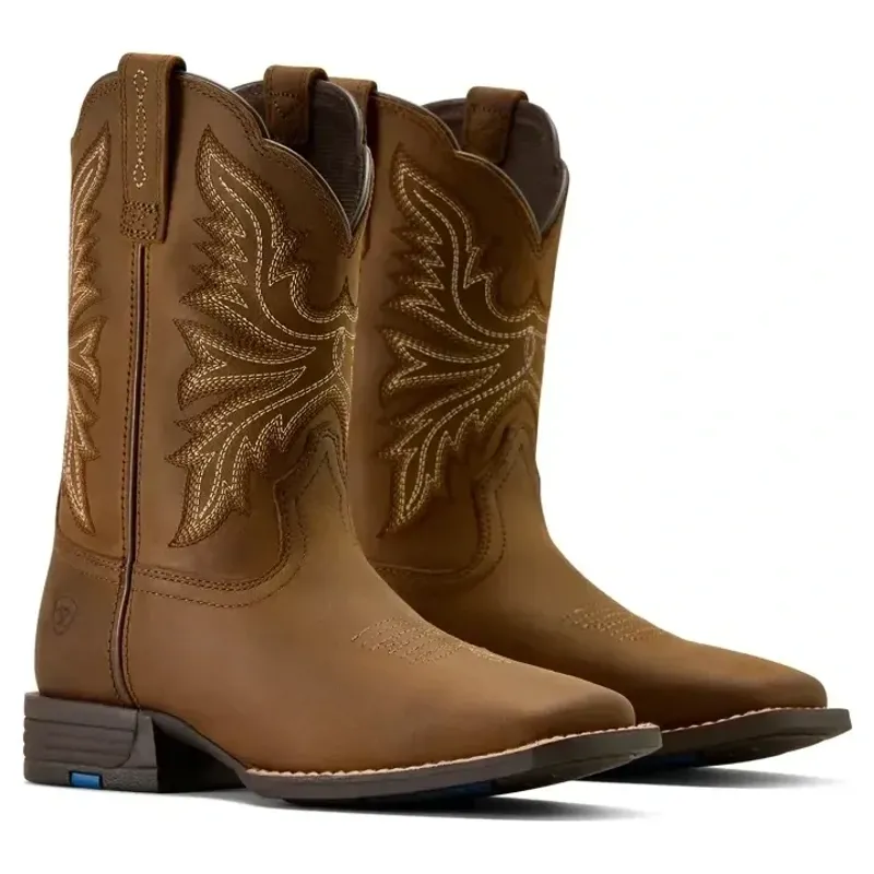 Ariat Westwood Wide Square Toe Kids Western Boots - Distressed Brown-1