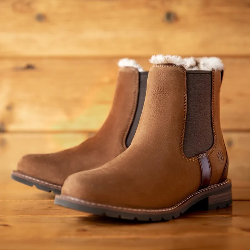 Ariat Wexford Sherpa Womens Waterproof Chelsea Boots - Amber Brown-1