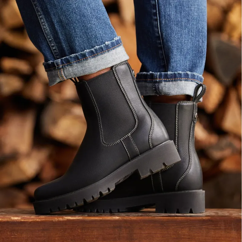 Ariat Wexford Lug Mid Waterproof Womens Chelsea Boots - Jet Black-1