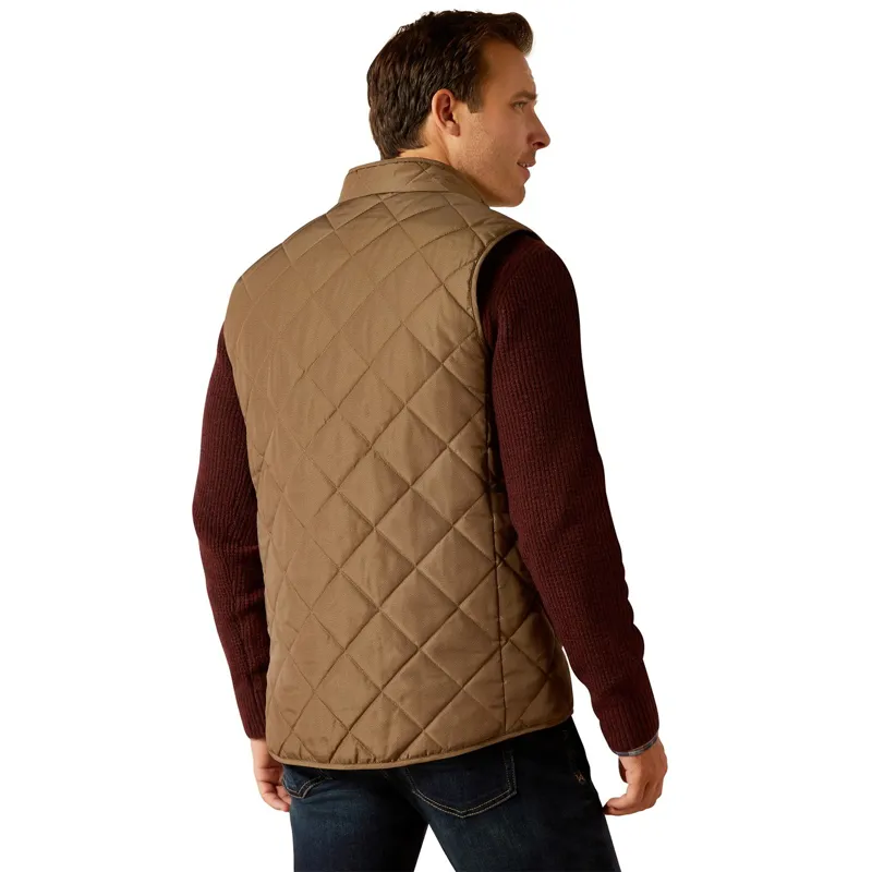 Ariat Country Woodside Men's Quilted Vest - Camel Herringbone-3