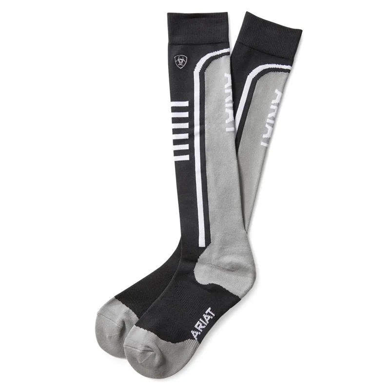 AriatTEK Slimline Performance Tall Riding Socks Black Sleet-1