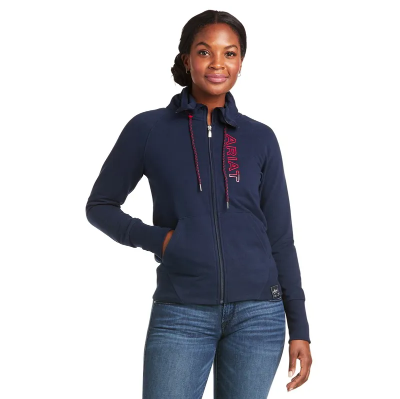 Ariat Team Logo Full Zip Women's Sweatshirt - Team Navy