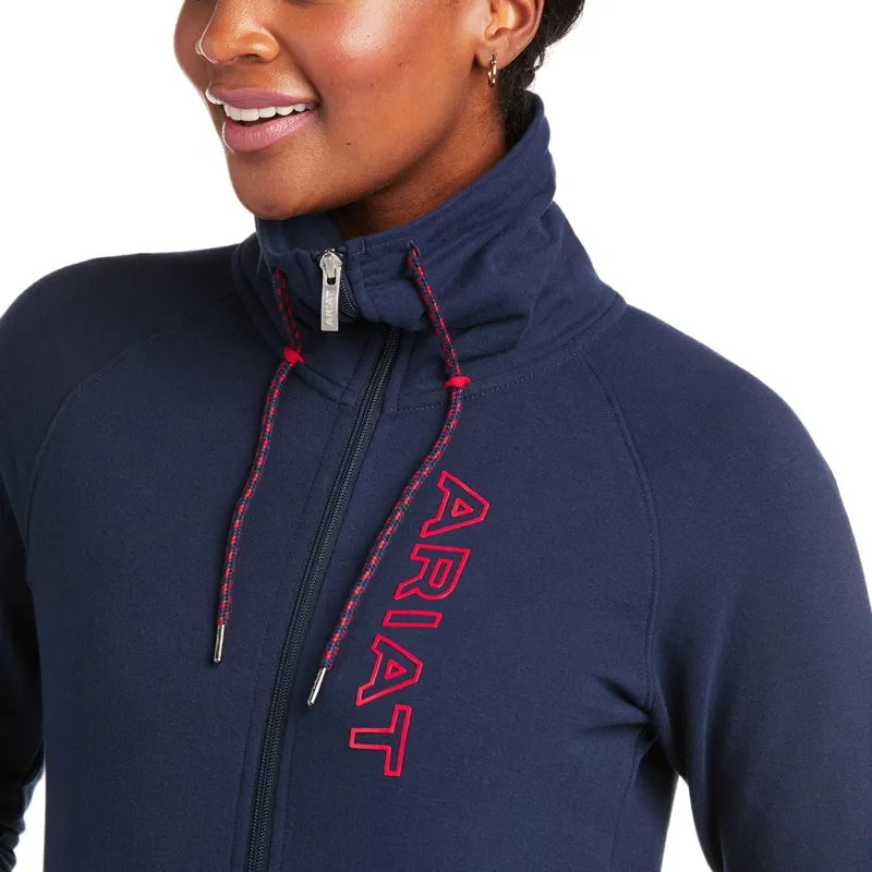 Ariat Team Logo Full Zip Women's Sweatshirt - Team Navy-1