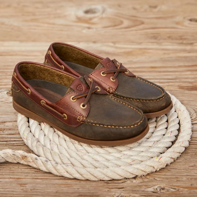 Ariat Antigua Womens Boat Shoes - Olive Night-8