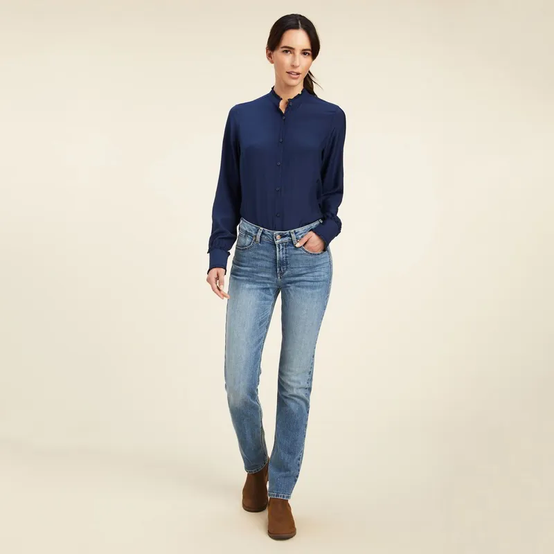 Ariat Country Clarion Womens Blouse - Navy-2