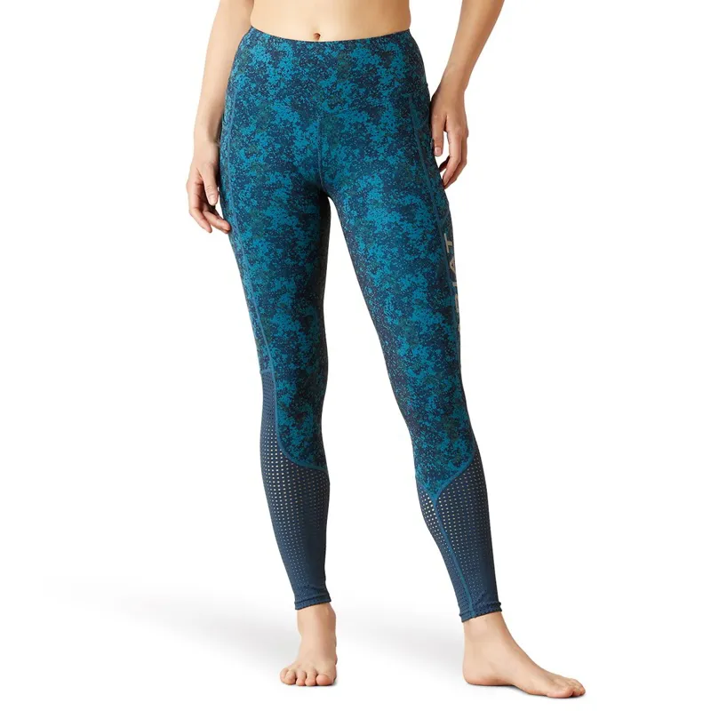 Ariat EOS Full Grip Riding Tights - Deep Petroleum Camo Floral - XS