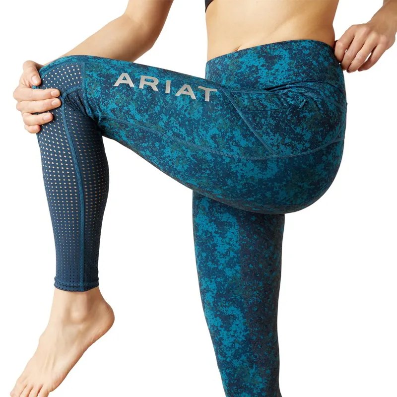 Ariat EOS Full Grip Riding Tights - Deep Petroleum Camo Floral - XS-2