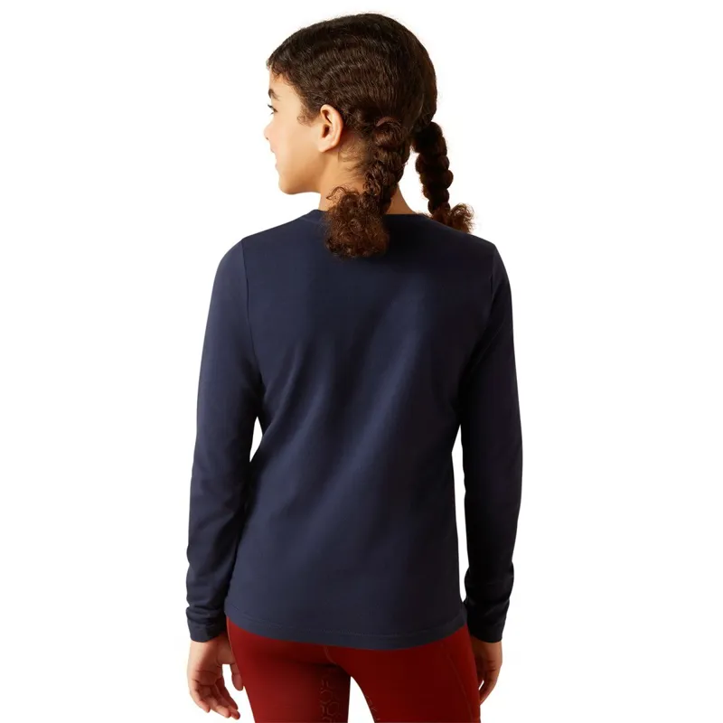 Ariat Glitz Junior Girls Long Sleeve Tee - Navy Eclipse-1