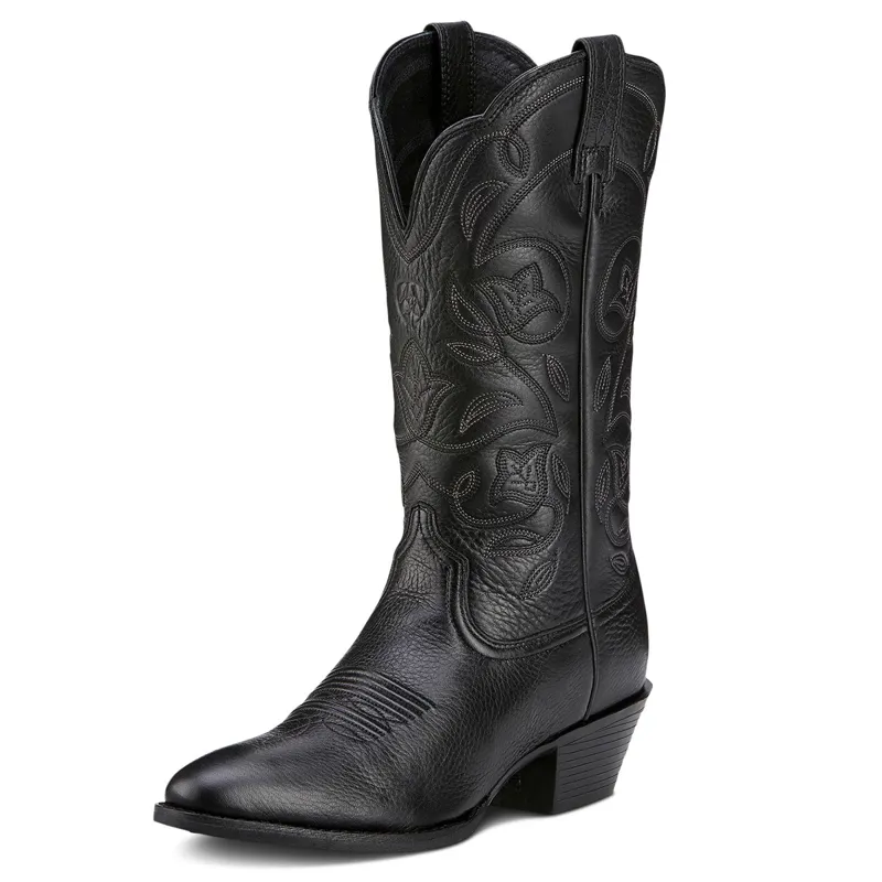 Ariat Heritage Round Toe Women's Western Boots - Black Deertan