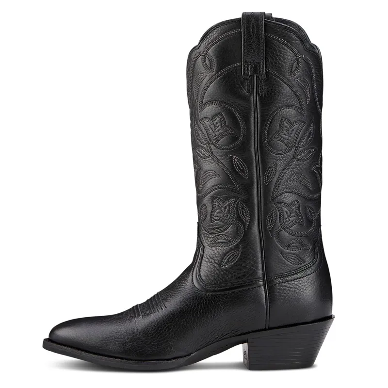 Ariat Heritage Round Toe Women's Western Boots - Black Deertan-2