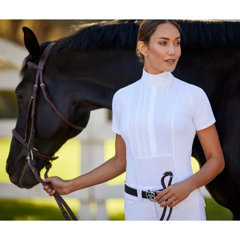 Ariat Luxe Short Sleeve Ladies Show Shirt - White-6