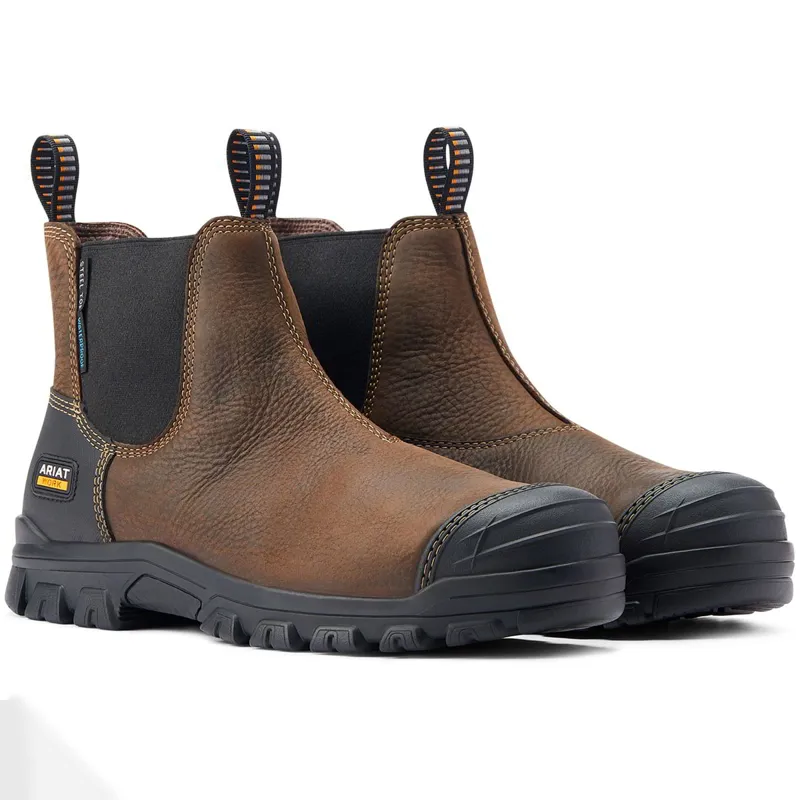 Ariat Treadfast Chelsea Waterproof Steel Toe Men's Work Boots - Brown-2