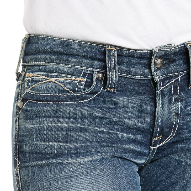 Ariat R.E.A.L. Mid Rise Whipstitch Women's Boot Cut Jeans - Rainstorm-2