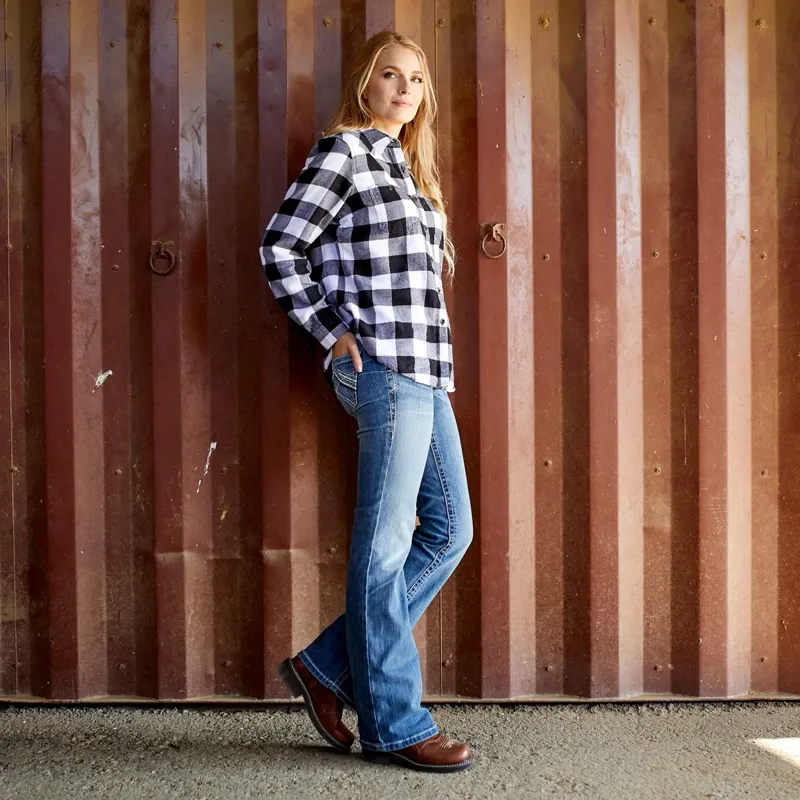Ariat R.E.A.L. Mid Rise Whipstitch Women's Boot Cut Jeans - Rainstorm-4