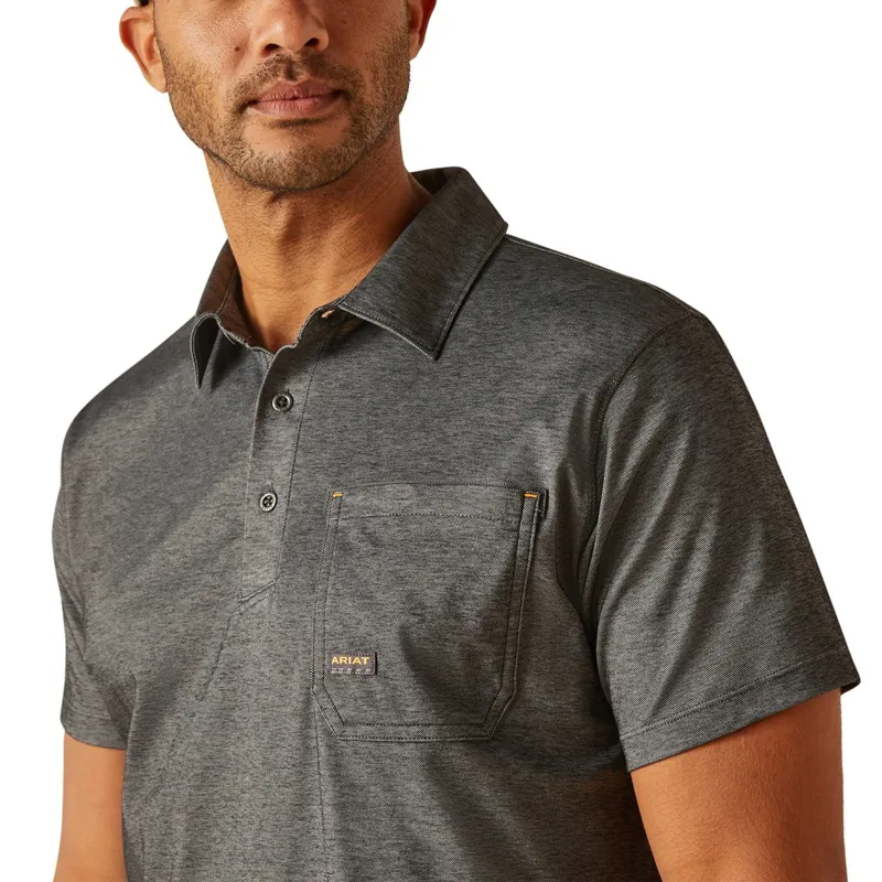 Ariat Rebar Foreman Men's Tech Polo Shirt - Charcoal Heather-2