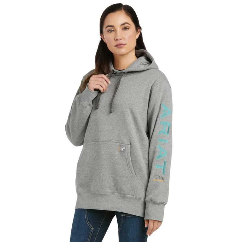 Ariat Rebar Graphic Ladies Hoodie - Heather Grey/Meadowbrook