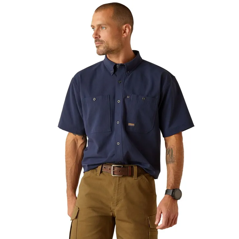 Ariat Rebar Made Tough 360 Airflow Short Sleeve Men's Work Shirt - Navy