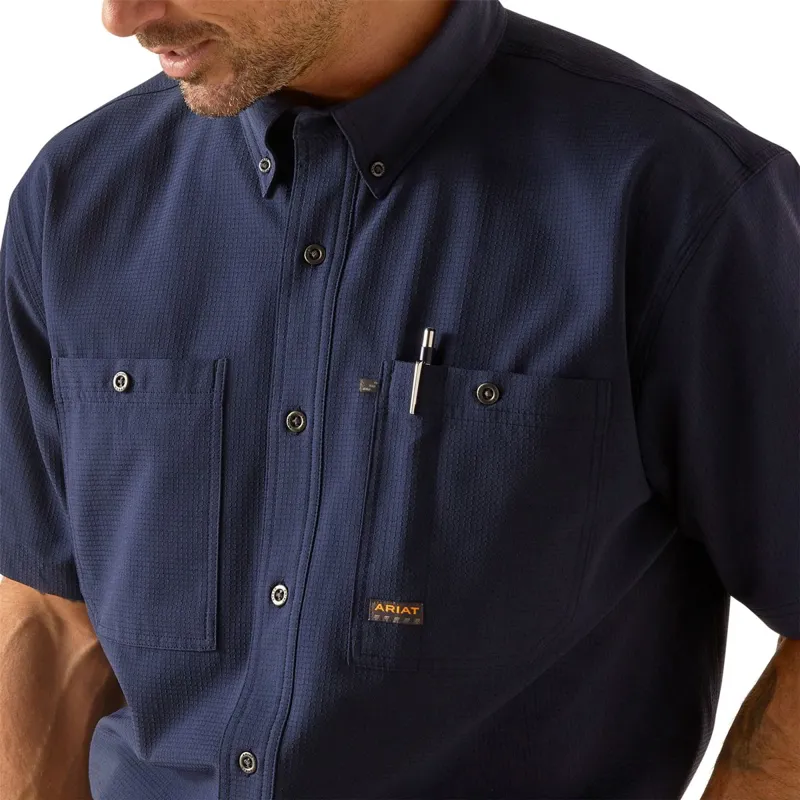 Ariat Rebar Made Tough 360 Airflow Short Sleeve Men's Work Shirt - Navy-3