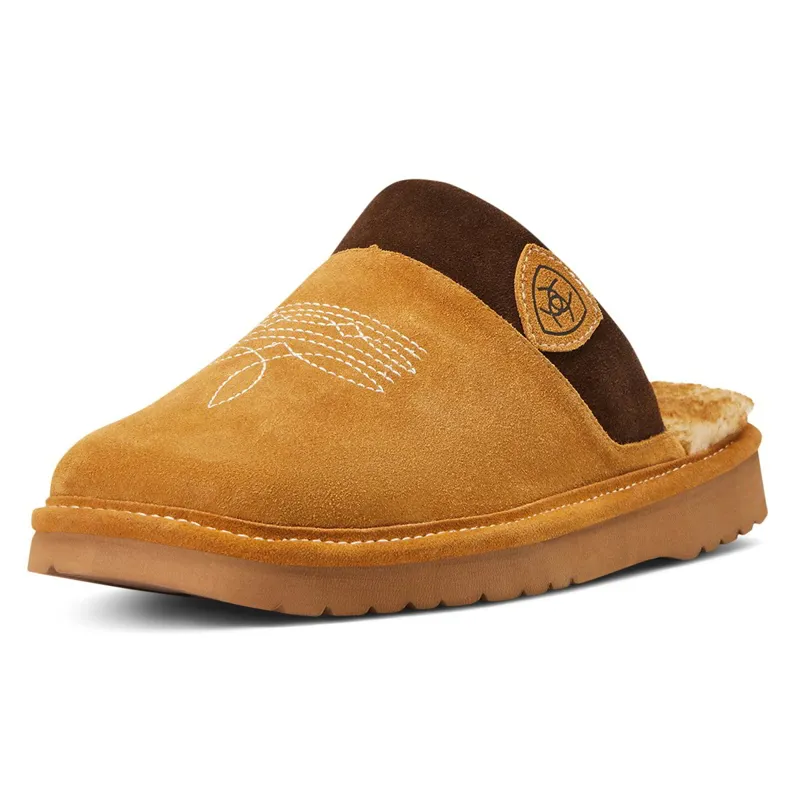 Ariat Silversmith Faux Shearling Square Toe Men's Slippers - Chestnut